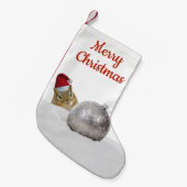 Cute Chipmunk Silver en Sneeuwkerstfeestdag Kleine Kerstsok (Voorkant (Hangend))