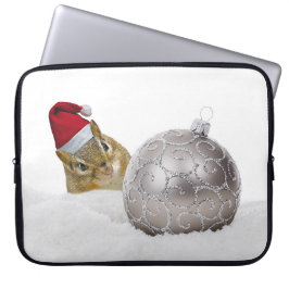 Cute Chipmunk Silver en Sneeuwkerstfeestdag Laptop Sleeve