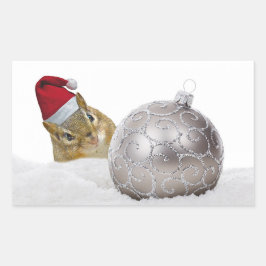 Cute Chipmunk Silver en Sneeuwkerstfeestdag Rechthoekige Sticker