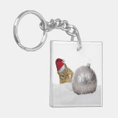 Cute Chipmunk Silver en Sneeuwkerstfeestdag Sleutelhanger (Voorkant Links)
