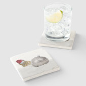 Cute Chipmunk Silver en Sneeuwkerstfeestdag Stenen Onderzetter (Zijkant)