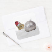 Cute Chipmunk Silver en Sneeuwkerstfeestdag Vierkante Sticker (Envelop)