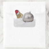 Cute Chipmunk Silver en Sneeuwkerstfeestdag Vierkante Sticker (Tas)