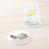 Cute Chipmunk Silver en Sneeuwkerstfeestdag Zandsteen Onderzetter (Zijkant)