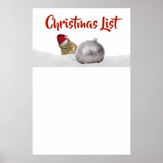 Cute Chipmunk Silver en Sneeuwkerstlijst Poster (Voorkant)
