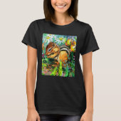 Cute Chipmunk Spring Flowers Animal Impressionist  T-shirt (Voorkant)