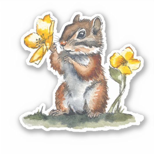 Cute Chipmunk Sticker (Voorkant)