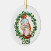 Cute Chipmunk Wearing Face Mask 2020 Keramisch Ornament (Rechts)