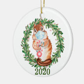 Cute Chipmunk Wearing Face Mask 2020 Keramisch Ornament (Links)