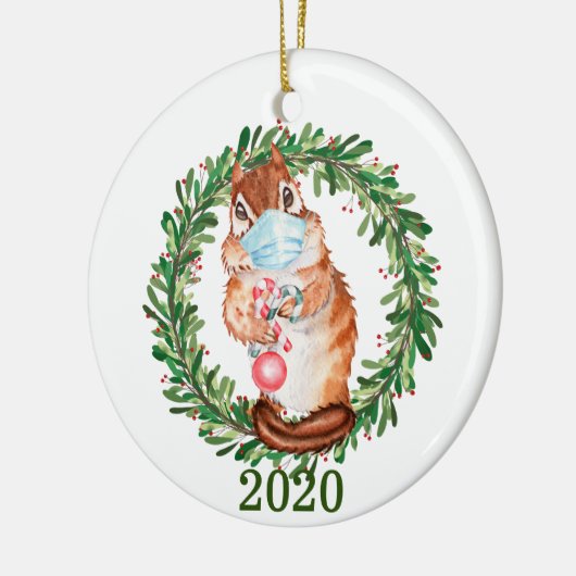 Cute Chipmunk Wearing Face Mask 2020 Keramisch Ornament (Links)