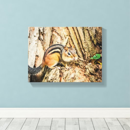 Cute Chipmunk Wildlife Animals Natuur Canvas Afdruk (Insitu (Houten vloer))