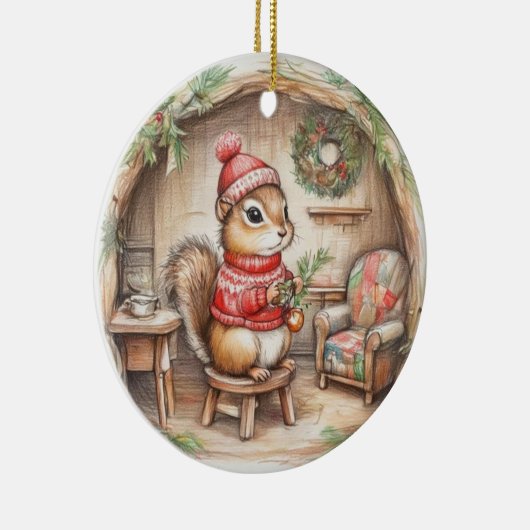 Cute Chipmunk with Message Christmas Ornament (Rechts)