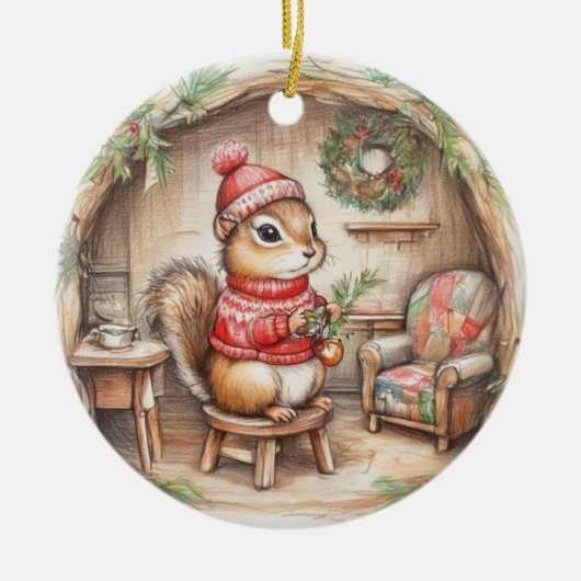 Cute Chipmunk with Message Christmas Ornament (Voorkant)