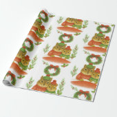 Cute Chipmunk with Pine Christmas Cadeaupapier (Uitgerold)