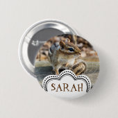 Cute Chipmunk Zitting op Wooden Rail in Forest Ronde Button 5,7 Cm (Voorkant /achterkant)
