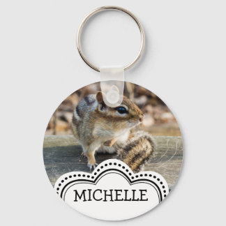 Cute Chipmunk Zitting op Wooden Rail in Forest Sleutelhanger