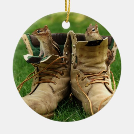 Cute Chipmunks in Boots Keramisch Ornament (Voorkant)