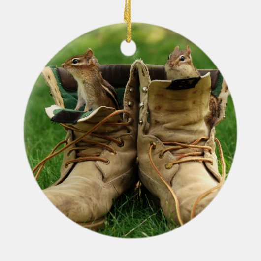 Cute Chipmunks in Boots Keramisch Ornament (Achterkant)