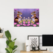 Cute Chipmunks in Flowers Poster (Thuiskantoor)
