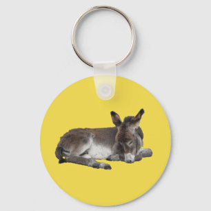 Cute chocola donkey baby foelie slaapt sleutelhanger