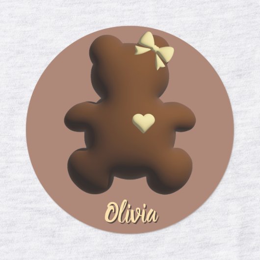 Cute chocolade beer meisjes kleding label (Design 1)