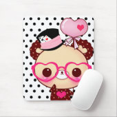 Cute chocolade beer met een roze bril muismat (Met muis)