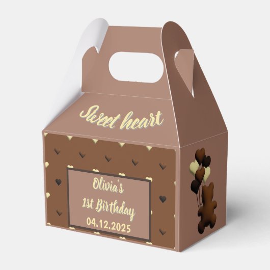Cute chocolade beer Verjaardag favorietendoos Bedankdoosjes (Voorkant Zijde)