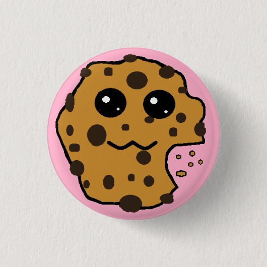Cute chocolade chip koekje roze ronde button 3,2 cm (Voorkant)