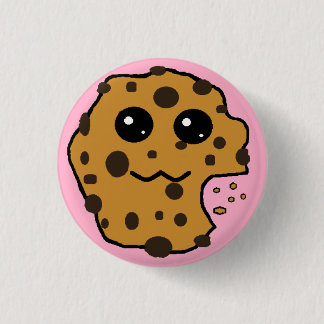 Cute chocolade chip koekje roze ronde button 3,2 cm