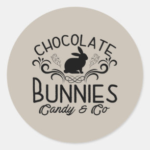 Cute chocolade konijnen snoep bedrijf ronde sticker