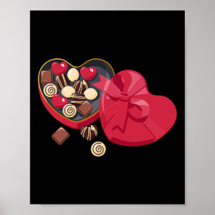 Cute Chocolade Snoep Hart Liefde Valentijnsdag Vro Poster