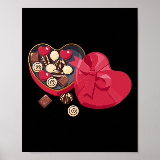 Cute Chocolade Snoep Hart Liefde Valentijnsdag Vro Poster (Voorkant)