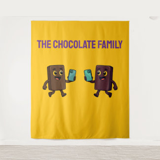 Cute chocoladereep met grappige telefoon wandkleed