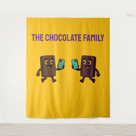 Cute chocoladereep met grappige telefoon wandkleed (Voorkant)