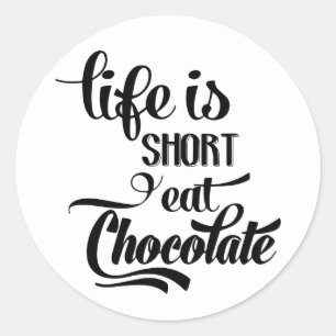 Cute Chocolate Addict Love Chocolate Party Wedding Ronde Sticker