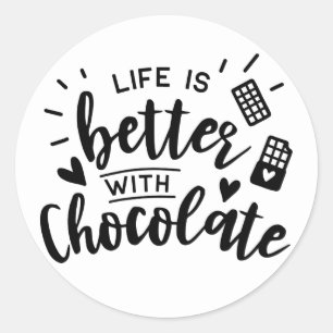 Cute Chocolate Addict Love Chocolate Party Wedding Ronde Sticker