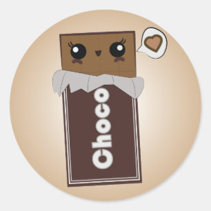 Cute Chocolate Bar-stickers Ronde Sticker
