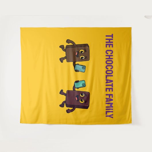 Cute Chocolate Bar with Phone Funny Tapestry Wandkleed (Voorkant (horizontaal))