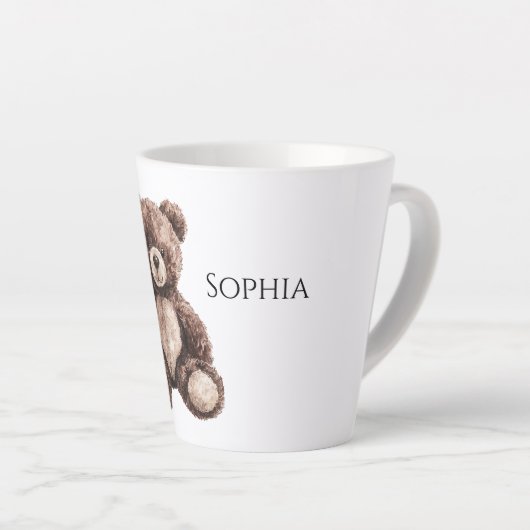 Cute Chocolate Brown Teddy Bear Latte Mok (Rechterhoek)