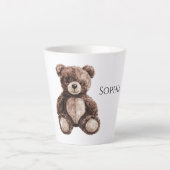 Cute Chocolate Brown Teddy Bear Latte Mok (Voorkant)