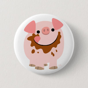 Cute Chocolate Cartoon Pig Button Badge