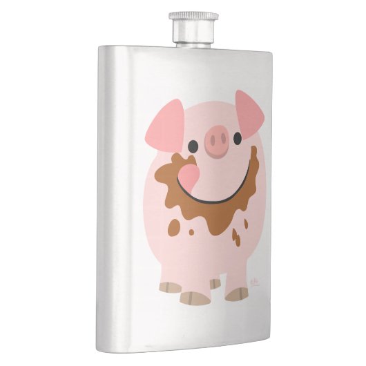 Cute Chocolate Cartoon Pig Classic Flask Heupfles (Rechts)