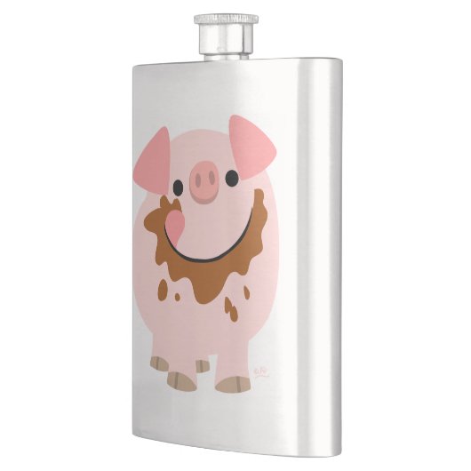 Cute Chocolate Cartoon Pig Classic Flask Heupfles (Links)