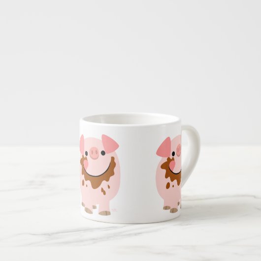 Cute Chocolate Cartoon Pig Espresso Mok (Voorkant rechts)