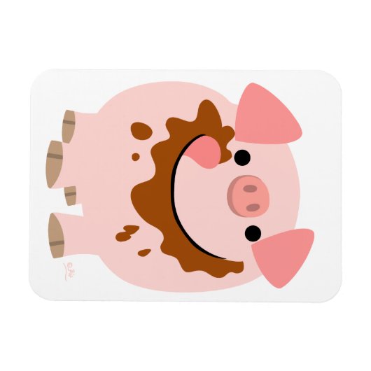 Cute Chocolate Cartoon Pig Flexible Magnet Magneet (Horizontaal)