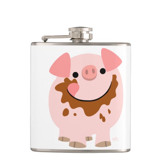 Cute Chocolate Cartoon Pig Hip Flask Heupfles (Voorkant)