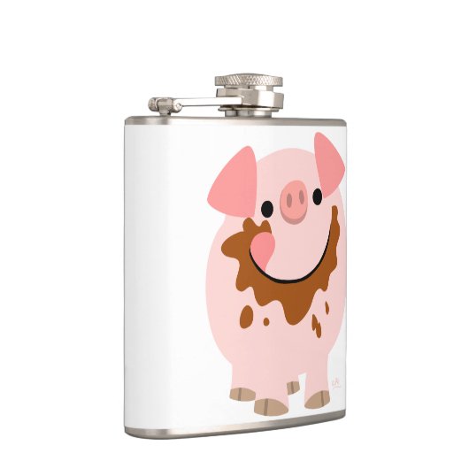 Cute Chocolate Cartoon Pig Hip Flask Heupfles (Rechts)