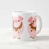 Cute Chocolate Cartoon Pig Jumbo Mok (Voorkant rechts)