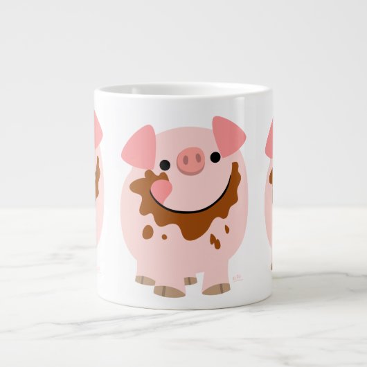 Cute Chocolate Cartoon Pig Jumbo Mok (Voorkant)