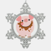 Cute Chocolate Cartoon Pig Pewter Ornament (Voorkant)